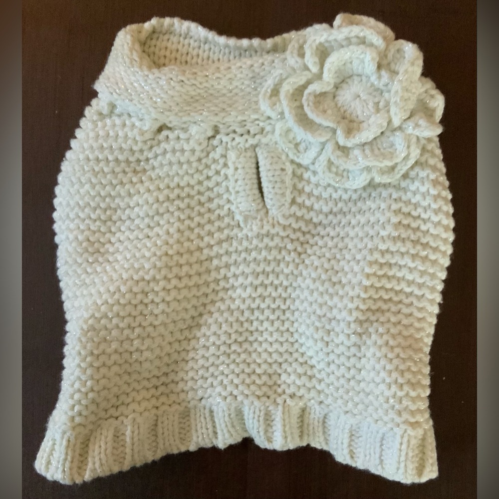 Ivory with silver sparkle knit dog sweater